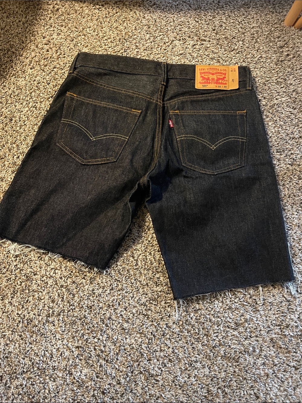 Levi's Men's Black Denim Cutoff Shorts with Contrast Stitching